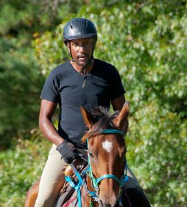 Marvin Brangman riding at an endurance event
